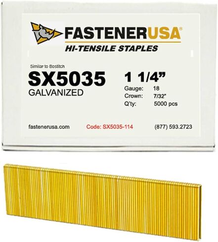 1-1/4" Leg x 7/32" Crown 18GA GALV Staples 5,000ct | SX5035-114 in Saudi Arabia