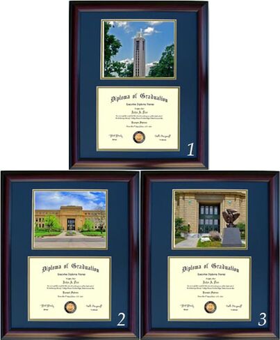 Kansas Diploma Frame - Photo Option #3 - Walnut Frame in Saudi Arabia