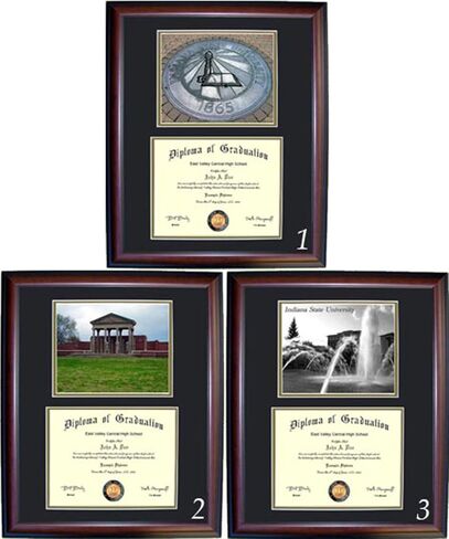 Indiana State Diploma Frame - Photo Option #3 - Walnut Frame in Saudi Arabia