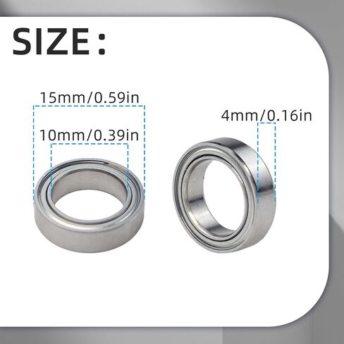 20Pcs 6700ZZ Deep Groove Ball Bearings, 10x15x4mm Double Metal Shielded Ball Bearing Chrome Steel P0 Z2 Bearing, Thin Section Miniature Skateboard Bearings for Industrial Machine,Power Tools in Saudi Arabia