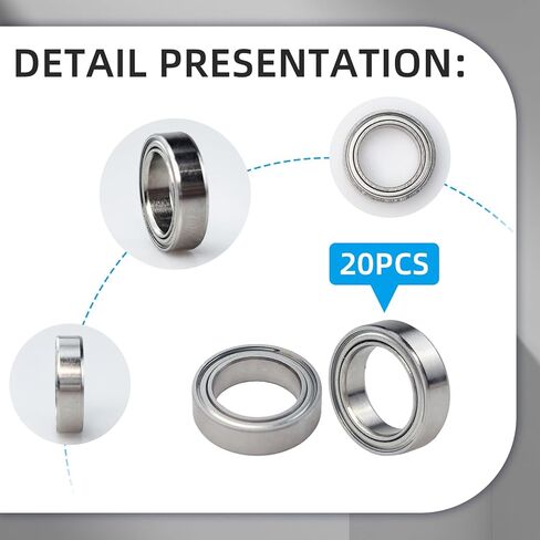 20Pcs 6700ZZ Deep Groove Ball Bearings, 10x15x4mm Double Metal Shielded Ball Bearing Chrome Steel P0 Z2 Bearing, Thin Section Miniature Skateboard Bearings for Industrial Machine,Power Tools in Saudi Arabia