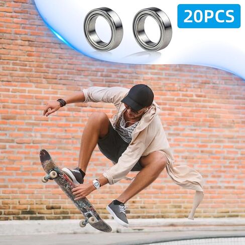 20Pcs 6700ZZ Deep Groove Ball Bearings, 10x15x4mm Double Metal Shielded Ball Bearing Chrome Steel P0 Z2 Bearing, Thin Section Miniature Skateboard Bearings for Industrial Machine,Power Tools in Saudi Arabia