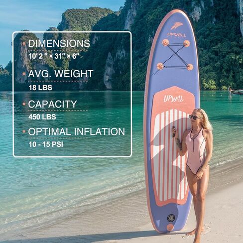 UPWELL 11’6"/11'2"/11'/10'8"/10'6"/10'2" Inflatable Stand Up Paddle Board with sup Accessories Including Backpack, Repairing Kits, Non-Slip Deck, Leash, 3 Fins, Paddle and Hand Pump in Kuwait