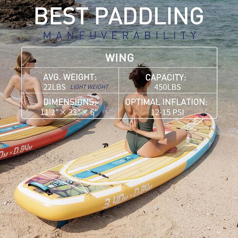 UPWELL 11'6 "/11'2"/11 '/10'8 "/10'6"/10'2 "لوحة مجداف قابلة للنفخ مع ملحقات SUP بما في ذلك حقيبة الظهر ، ومجموعات الإصلاح ، والسطح غير القابل للانزلاق ، والمقود ، و 3 زعانف ، ومضخة ومضخة يدوية in Kuwait