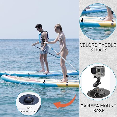 UPWELL 11'6 "/11'2"/11 '/10'8 "/10'6"/10'2 "لوحة مجداف قابلة للنفخ مع ملحقات SUP بما في ذلك حقيبة الظهر ، ومجموعات الإصلاح ، والسطح غير القابل للانزلاق ، والمقود ، و 3 زعانف ، ومضخة ومضخة يدوية in Kuwait