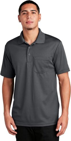 Sport-Tek للجنسين Posicharge Racermesh Pocket Polo | قميص قصير الأكمام للرجال والنساء ، قمة ملائمة غير رسمية in Saudi Arabia
