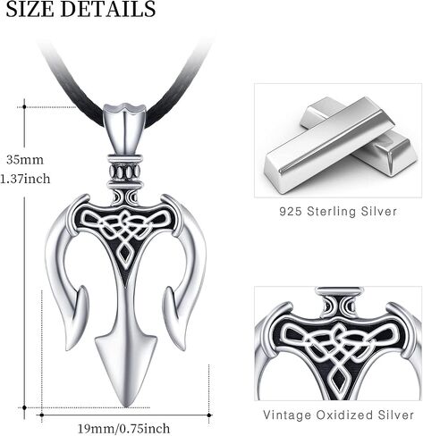 MEDWISE Poseidon Trident Necklace 925 Sterling Silver Vintage Trident Pendant Necklace Ancient Greece Amulet Jewelry Gift for Men Women Sailor in Saudi Arabia