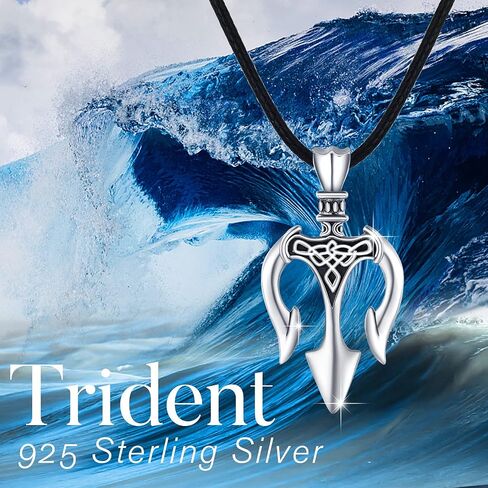 MEDWISE Poseidon Trident Necklace 925 Sterling Silver Vintage Trident Pendant Necklace Ancient Greece Amulet Jewelry Gift for Men Women Sailor in Saudi Arabia