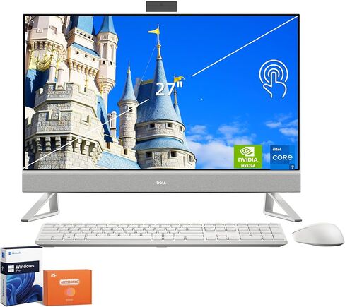 Dell Inspiron All in One Desktop PC, 27 Inch FHD Touch Screen, Core 7-150U, NVIDIA GeForce MX570A, 32GB RAM, 1TB SSD, Office Pro Lifetime License, Windows 11 Pro, with Accessories in Kuwait