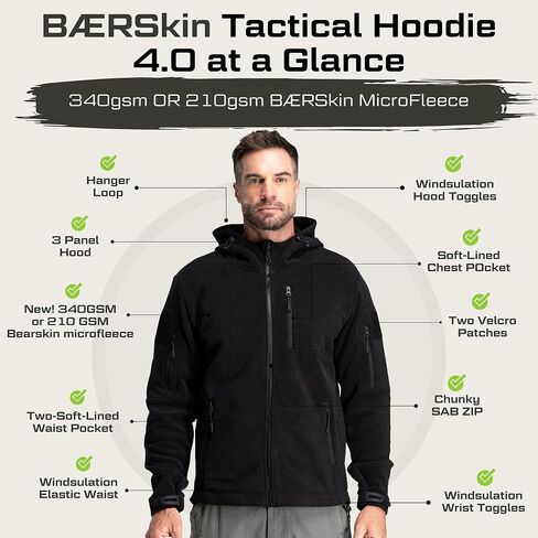 Baerskin Tactical Hoodie Jacket for Men 4.0 - Military Style Fleece Sweater for Cold, Rain, Wind or Snow in Saudi Arabia