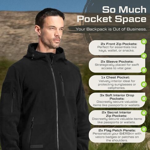 Baerskin Tactical Hoodie Jacket for Men 4.0 - Military Style Fleece Sweater for Cold, Rain, Wind or Snow in Saudi Arabia