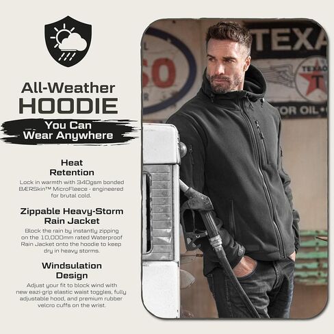 Baerskin Tactical Hoodie Jacket for Men 4.0 - Military Style Fleece Sweater for Cold, Rain, Wind or Snow in Saudi Arabia