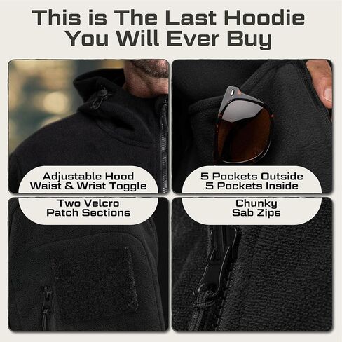 Baerskin Tactical Hoodie Jacket for Men 4.0 - Military Style Fleece Sweater for Cold, Rain, Wind or Snow in Saudi Arabia
