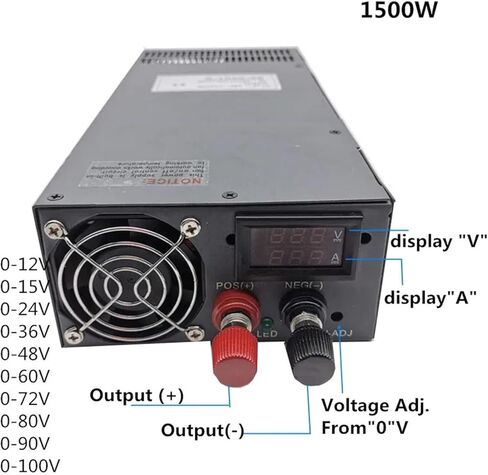 إمدادات الطاقة الصناعية 0-12V 15V 24V 36V 48V 60V 72V 80V 90V 100V AC DC مع عرض LED 1000W 1200W 1500W (380V-0-48V) in Saudi Arabia