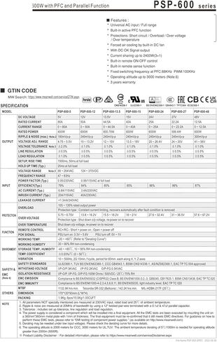 PSP-600 PSP-600-48 600W 48V 12.5A Switch Power Supply in Kuwait
