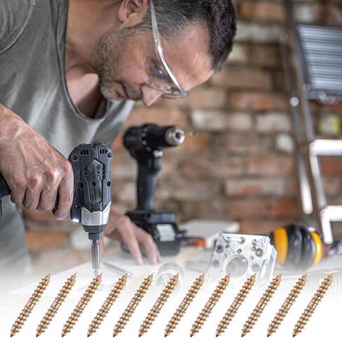 Xindojuz 24 PCS Double Ended Screws, M6x41mm Hanger Bolts Self-Tapping Thread Wood Woodworking Dowel Screws for Furniture Connecting & Fixing (Gold) in Saudi Arabia
