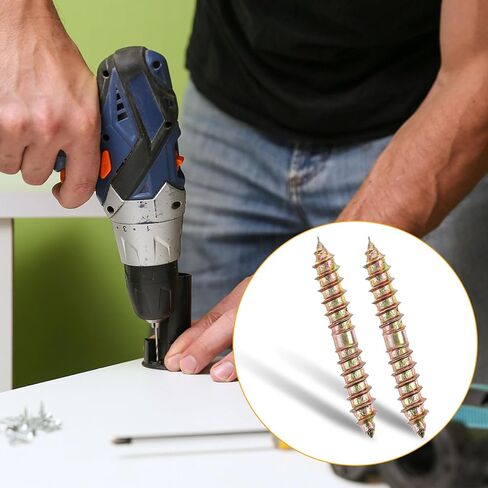 Xindojuz 24 PCS Double Ended Screws, M6x41mm Hanger Bolts Self-Tapping Thread Wood Woodworking Dowel Screws for Furniture Connecting & Fixing (Gold) in Saudi Arabia