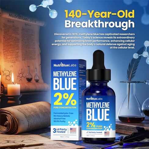 Methylene Blue 2% USP Grade Pharmaceutial Grade Solution, 3rd Party Tested, No Formaldehyde, Made in USA - 50 ML in Saudi Arabia