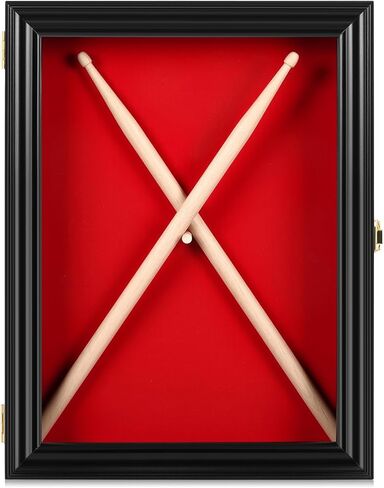 Drum Stick Display Case 15.35 x 11.81 x 2.28 Drum Stick Frame Wall Mount Wooden Cabinet W/98% UV Acrylic Door Lockable Rack Storage Shadow Box for Collection Musician Collector Memorabilia in Saudi Arabia