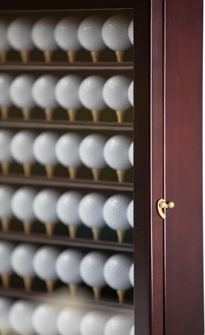 Generic Rudy 63-Golf Ball Display Case - Golf Ball Holder Gift for Golfers - Golf Ball Display Rack Cabinet for Wall Mount with Door, Mahogany in Saudi Arabia