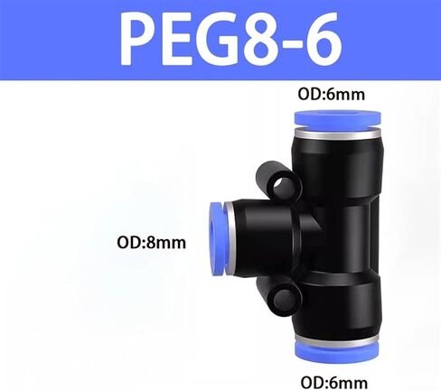 PEG PW المكونات الهوائية للهواء والمياه تجهيزات تقليل سريع 4 مم 6 مم 8 مم 10 مم 12 مم Y-TYPE CONNECTOR 5PCS (WPW 8-6) in Saudi Arabia