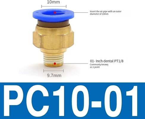 Pneumatic Air Connector Fitting PC 4mm 6mm 8mm 10mm 12mm Thread 1/4 1/8 3/8 1/2 M5 Hose Fittings Pipe Quick Connectors 1Pcs(Pc10-01) in Saudi Arabia