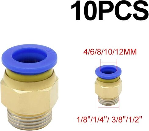 Pneumatic Air Connector Fitting PC 4mm 6mm 8mm 10mm 12mm Thread 1/4 1/8 3/8 1/2 M5 Hose Fittings Pipe Quick Connectors 1Pcs(Pc10-01) in Saudi Arabia
