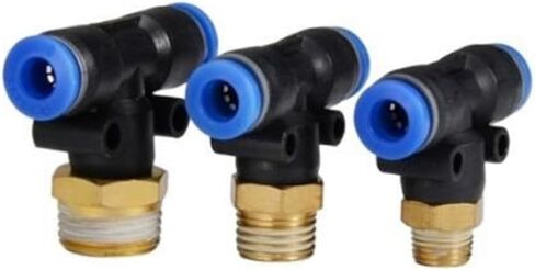 PB Tee T Type Pneumatic Fitting Quick Connector 6-12mm Hose Tube to 1/8 1/4 3/8 1/2 Thread Air Compressor Joint Coupler 10Pcs(PB8-01) in Saudi Arabia