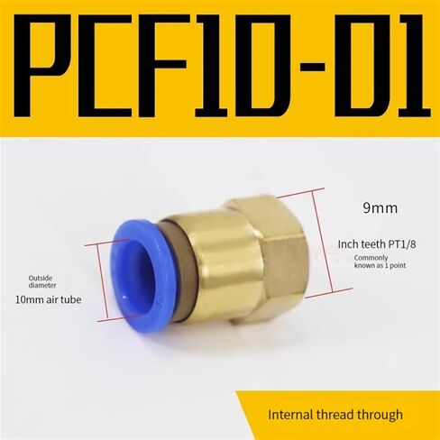 PCF Air Pipe Fitting 4 6 8 10 12mm Hose Tube 1/8 3/8 1/2 1/4 Female Thread Brass Pneumatic Connector Quick Joint 10Pcs(PCF12-03) in Saudi Arabia
