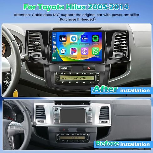 Roinvou 2+64G Android CarPlay Stereo لـ 2005-2014 Toyota Fortuner Hilux، المدمج في CarPlay اللاسلكي مع Android Auto، شاشة لمس 9 بوصات في لوحة القيادة GPS ودعم مرآة Link BT FM RDS AHD in Saudi Arabia