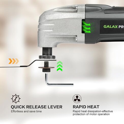 GALAX PRO 22000 OPM 1.5A Oscillating Multi Tool, 3 Degree Oscillating Angle with 3 Pieces Saw Blades, 1 Piece Semi Circle Blade Sanding Plate, 6 Pieces Sanding Papers for Sanding, Grinding in Saudi Arabia