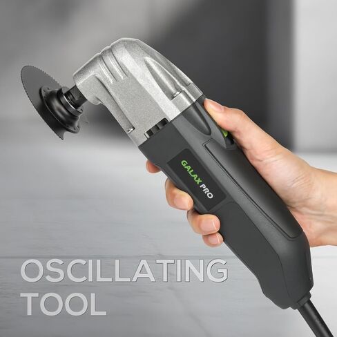 GALAX PRO 22000 OPM 1.5A Oscillating Multi Tool, 3 Degree Oscillating Angle with 3 Pieces Saw Blades, 1 Piece Semi Circle Blade Sanding Plate, 6 Pieces Sanding Papers for Sanding, Grinding in Saudi Arabia