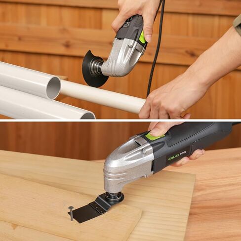 GALAX PRO 22000 OPM 1.5A Oscillating Multi Tool, 3 Degree Oscillating Angle with 3 Pieces Saw Blades, 1 Piece Semi Circle Blade Sanding Plate, 6 Pieces Sanding Papers for Sanding, Grinding in Saudi Arabia