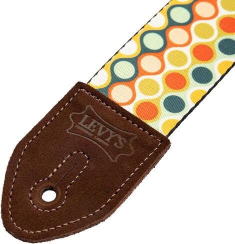 Levy's Leathers Mid Century Modern Series 2" Wide Polyester Guitar Strap with Genuine Suede Leather Ends and 35.25" - 60.5" Tri-Glide Length Adjustment - Brown and Orange Sunset Groove in Saudi Arabia