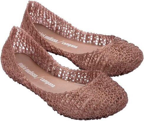mini melissa Campana Papel Flats for Kids - Comfortable & Cute Closed-Toe Jelly Flat Shoes with Interwoven Cut-Out Design for Girls in Saudi Arabia