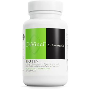 DAVINCI Labs Biotin - Supports Skin & Hair Health, Intestinal Flora Function* - Dietary Supplement with Vitamin C & Calcium as Ca Carbonate - Vegetarian - Gluten-Free - 60 Capsules