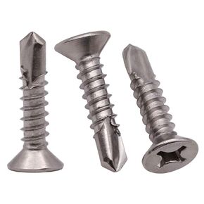 #10 x 1-1/2" (50 Pack) Stainless Steel Flat Head Self Tapping Screws Phillips Head Self Drilling Screws Sheet Metal Screws, 410 Stainless Steel