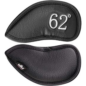 Craftsman Golf 1pc or 1 Set Left Handed Synthetic Leather Black Golf Club Head Cover Wedge Iron Protector 48° 50° 52° 54° 56° 58° 60° 62° Or Custom Any No. with Your Name