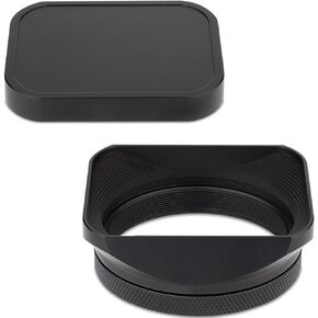 Haoge Metal Square Lens Hood for Fujifilm X100VI Fuji X100V X100F with 49mm UV Filter Adapter Ring & Metal Cap Kit Camera Accessories Black