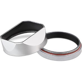 X100VI Square Metal Lens Hood for Fujifilm Fuji X100VI Camera Silver with 49mm UV Filter Adapter Ring Haoge LH-X54W
