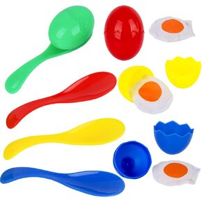 LovesTown Spoon Race Game Set, Egg Relay Race for Kids Egg Spoon Race with Yolk Outdoor Plastic Eggs Game Easter Party Favors in Kuwait