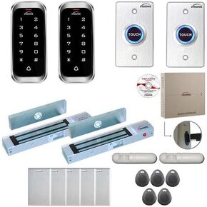 Visionis FPC-8174 2 Doors Professional Access Control Inswing Door MagLock 300lbs Time Attendance TCP/IP RS485 Wiegand Controller, Outdoor Weatherproof Keypad/Reader, Software 100,000 Users, PIR Kit
