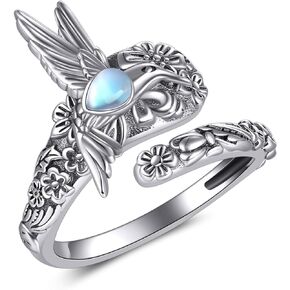YAFEINI Hummingbird Spoon Ring Sterling Silver Hummingbird Jewelry for Women