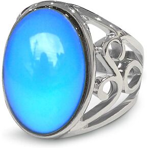 Classic Multi Color Change Oval Crystal Stone Emotion Feeling Statement Mood Ring Unisex Size 6-10