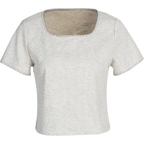 Women's Square Neck Short Sleeve Top Summer Loose Fit T Shirt Tunic Tops in Saudi Arabia