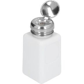 200ml Push Down Alcohol Dispenser Pump Bottle, Empty Dispenser Bottle Methanol Container ESD Anti Static Square Bottle for Alcohol, Makeup Remover, Nail Polish