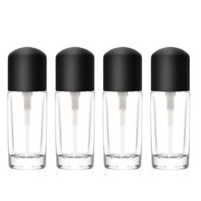 4 Pack 30ml/1 Oz Clear Glass Round-Shape Essence Lotion Bottle Empty Refillable Liquid Foundation Dispenser with Pressure Pump Travel Foundation Samples Vials-Pipette&Funnel Included