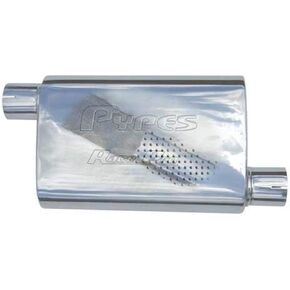 MVR16 Race Pro 14" Long 3" Offset Inlet 3" Offset Outlet 409 Stainless Steel Muffler
