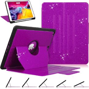 iPad 9th/8th/7th Generation Case, iPad 10.2 Case, Glitter Sparkly [5 Magnetic Stand + Pencil Holder + Auto Wake/Sleep] Premium PU Leather Full Body Protective Folio Cover, Rose Gold