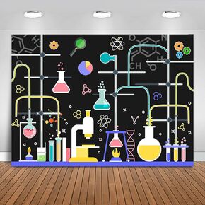 Chemical Science Birthday Party Backdrop 7x5ft Chemical Experiments Science Party Decorations Background for Kids Chemistry Lab Mad Scientist Equipment Science Research Banner